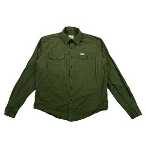 TOPO Designs Button Up Long Sleeve Shirt Green Cotton Men's Medium